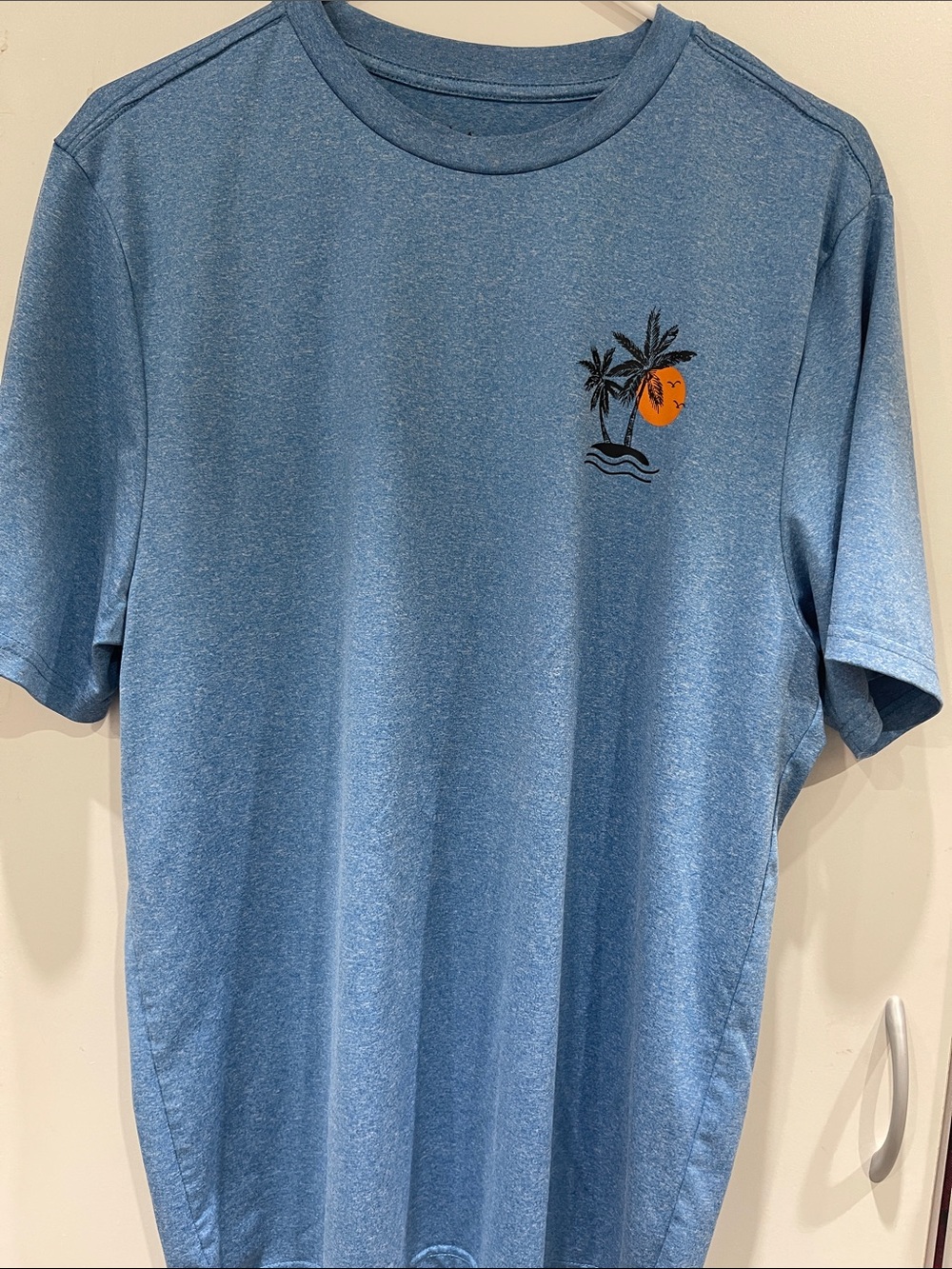 burnside Blue Short-Sleeve Crewneck Tee with Palm & Sun Graphic